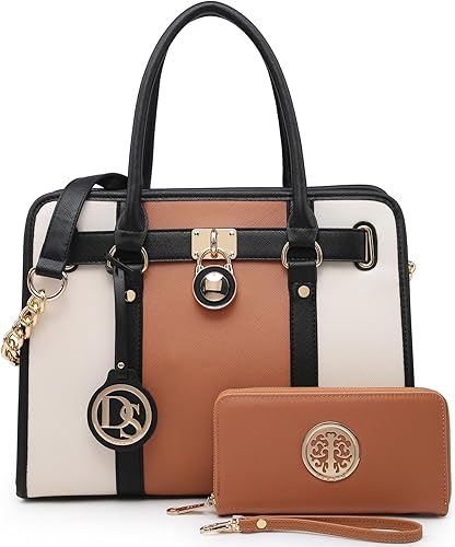 Dasein Handbags Purses Set for Women Top Handle Satchel Shoulder Bags Large Work Tote Bag with Matching Wallet