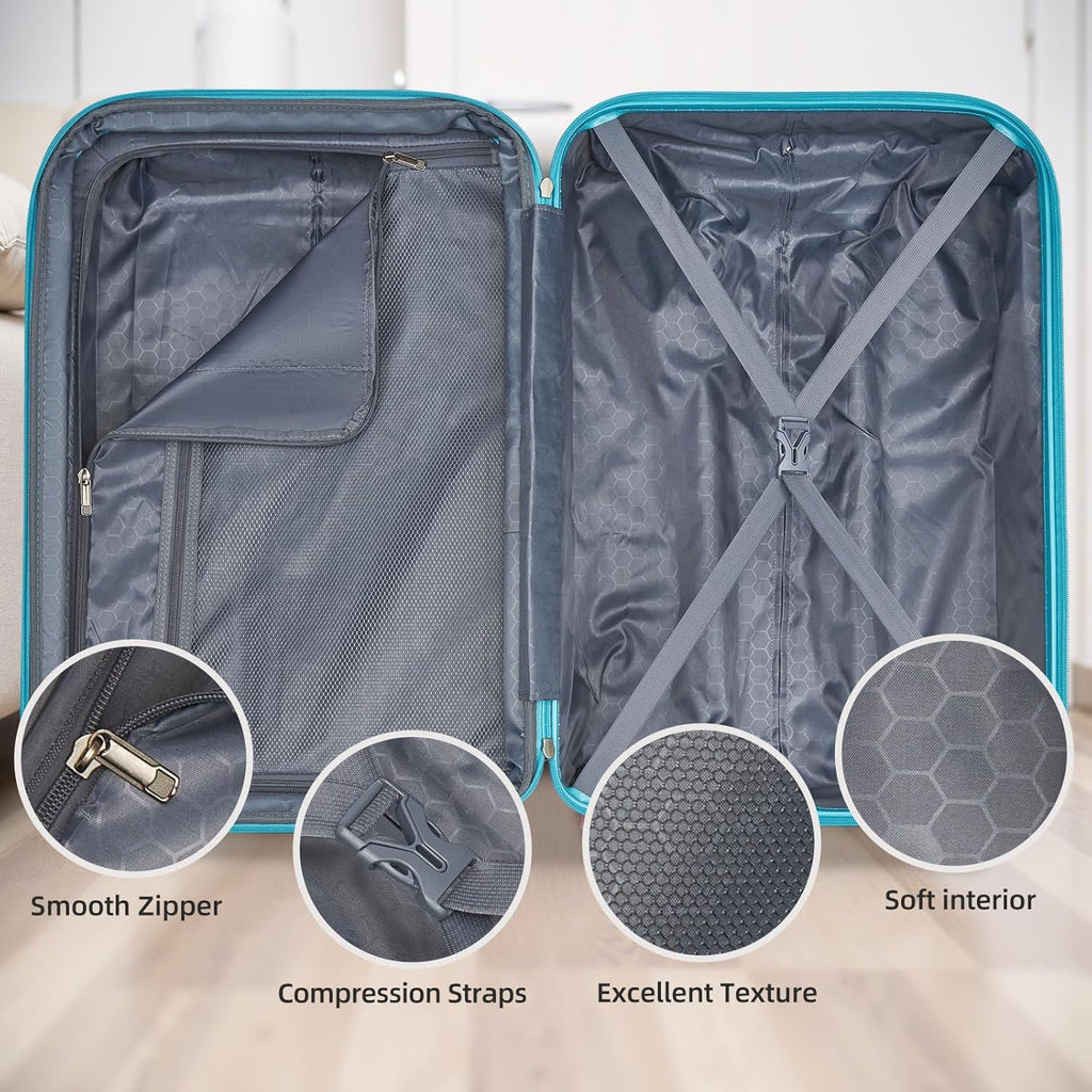 LARVENDER Luggage Sets 5 Piece Hardside Expandable Suitcase with Wheels Lock,PC+ABS Hardside Lightweight Rolling Suitcase for Women and Men,Cotton Candy