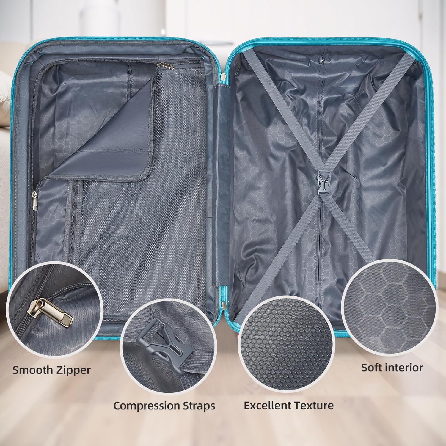 LARVENDER Luggage Sets 5 Piece Hardside Expandable Suitcase with Wheels Lock,PC+ABS Hardside Lightweight Rolling Suitcase for Women and Men,Cotton Candy