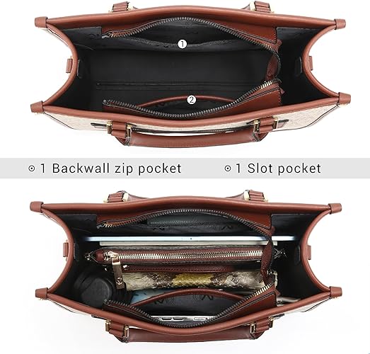 MKP Tote Bag for Women Medium Signature Monogram Satchel Handbags Purses Top Handle Shoulder Bags Wristlet Wallet Set 2pcs