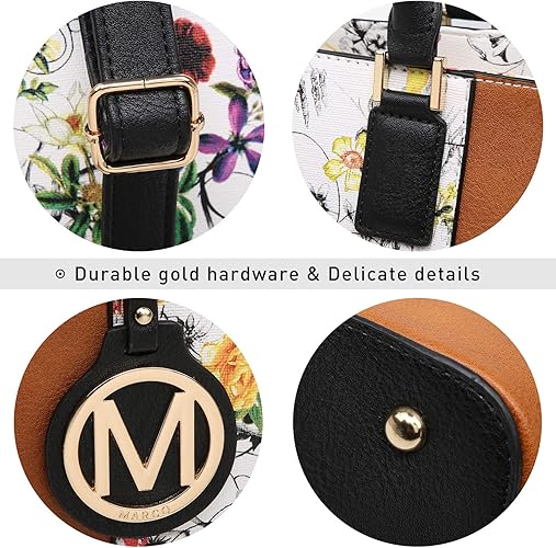 MKP Women Two Tone Large Tote Bags Top Handle Satchel Handbags Purses Set 2pcs