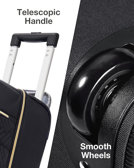 BAGSMART Rolling Duffle Bag with Wheels, 45L Carry-on Luggage Large Travel Bag with Shoes Compartment, Weekender Overnight Bag for Travel, Business Trips(Black)