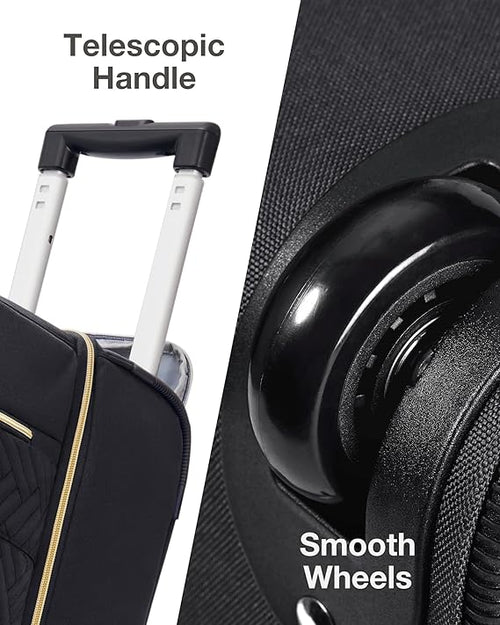 BAGSMART Rolling Duffle Bag with Wheels, 45L Carry-on Luggage Large Travel Bag with Shoes Compartment, Weekender Overnight Bag for Travel, Business Trips(Black)