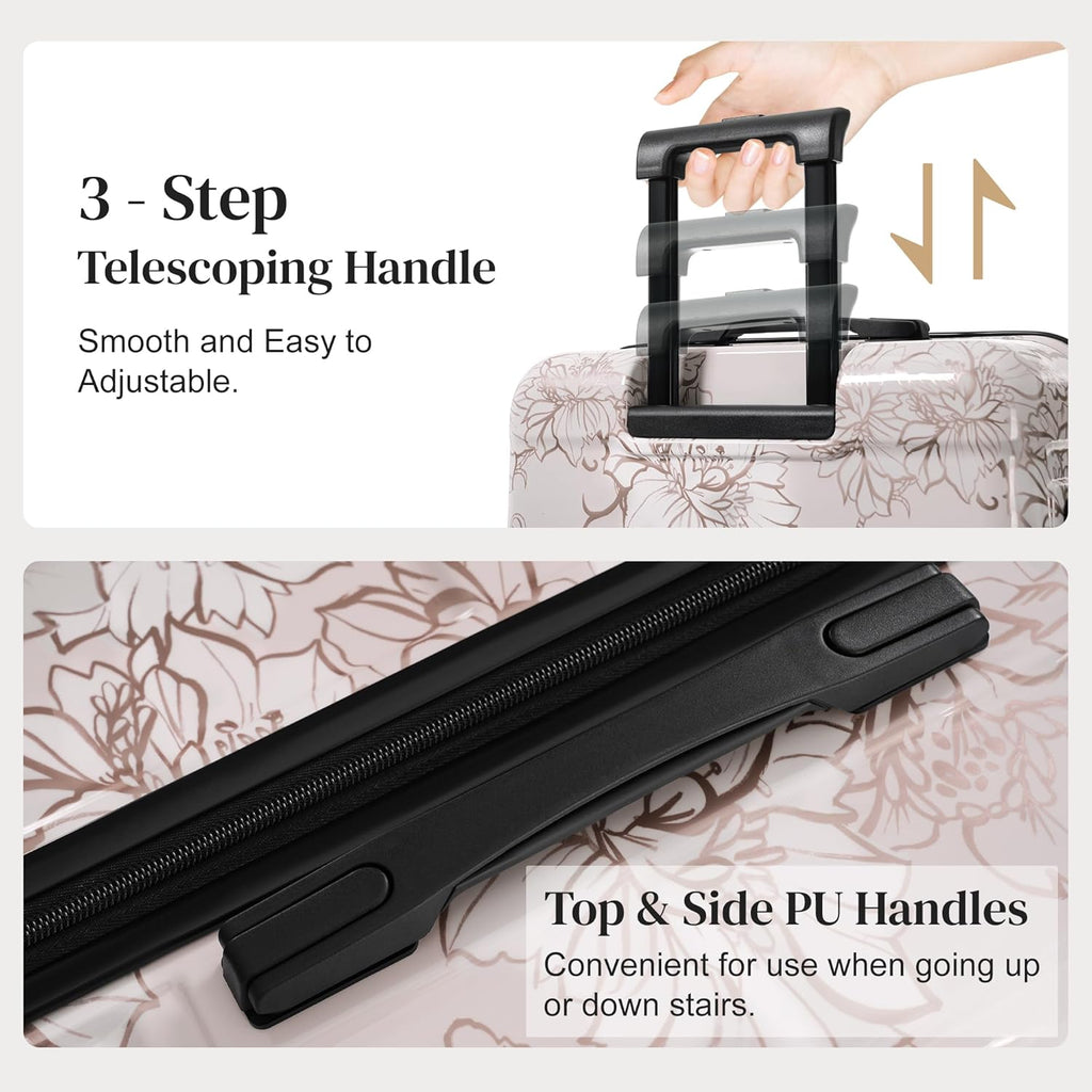 Merax 5 Piece Luggage set of printing hard shell suitcases with Double Spinner Wheels Suitcase with Lock 8" 14" 20" 24" 28"