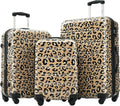 Merax Luggage Sets 3 Piece, Hardside Expandable Suitcase Set with Spinner Wheels, Lightweight Leopard 20+24+28 IN Suitcase with Carry on Luggage, Leopard Brown