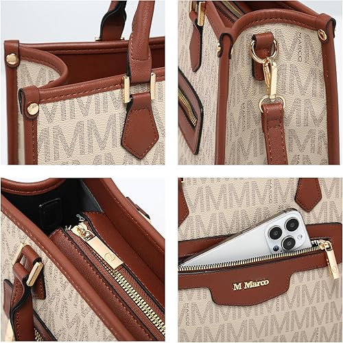 MKP Tote Bag for Women Medium Signature Monogram Satchel Handbags Purses Top Handle Shoulder Bags Wristlet Wallet Set 2pcs