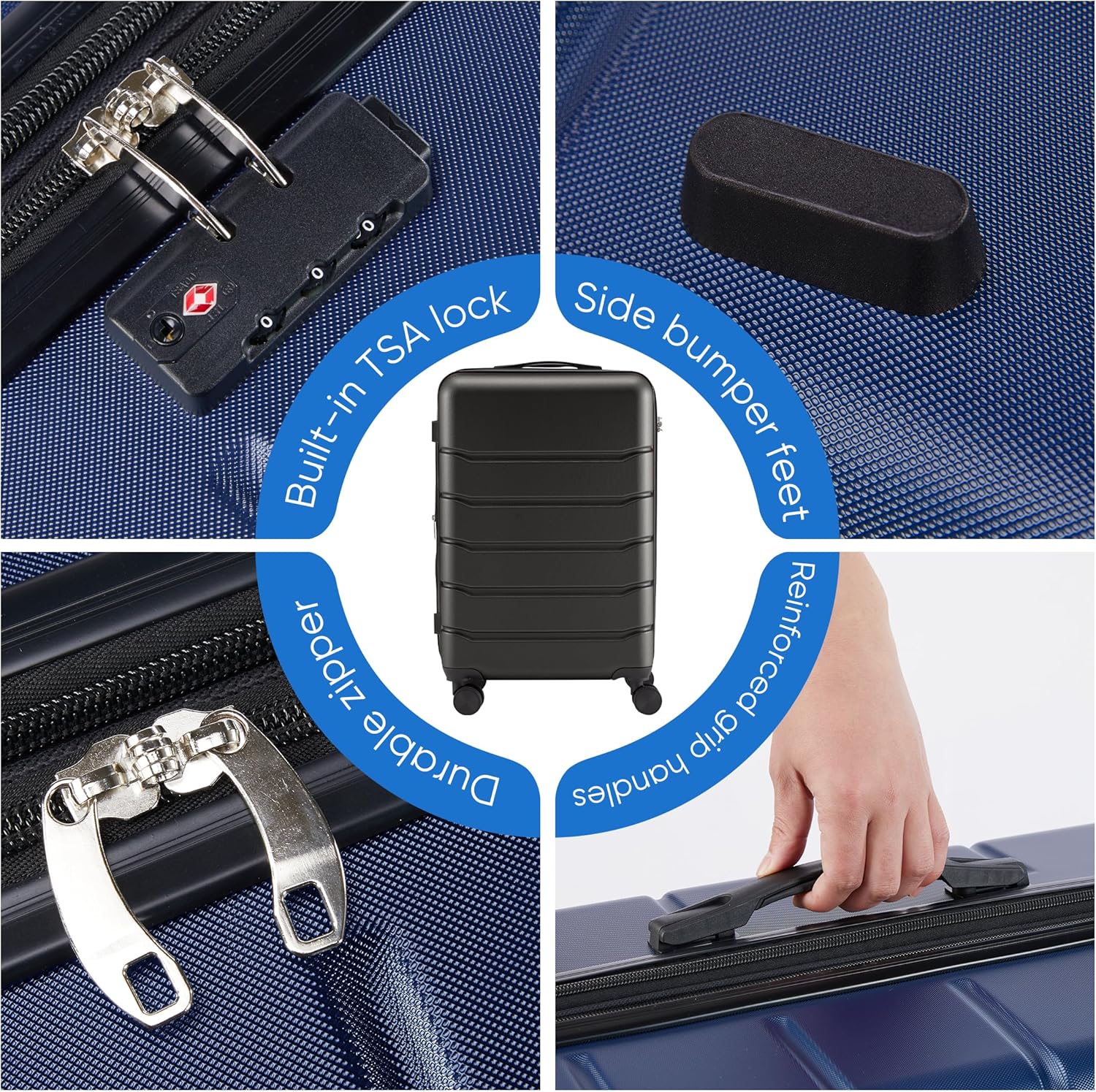 OLIXIS 20 Inch Carry-On Luggage, Hardside Suitcase with Spinner Wheels, Lightweight ABS Hard Shell Travel Luggage, TSA Approved Lock, Expandable Small Suitcase for Business & Travel–Blue